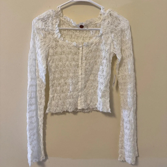 NWT Free People Madison Top - Size Medium - Color : White - Lace - Picture 5 of 11